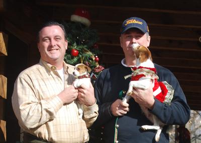 Jim & Kevin picking up their new pup "Wally", nothing like getting mothers approval :)